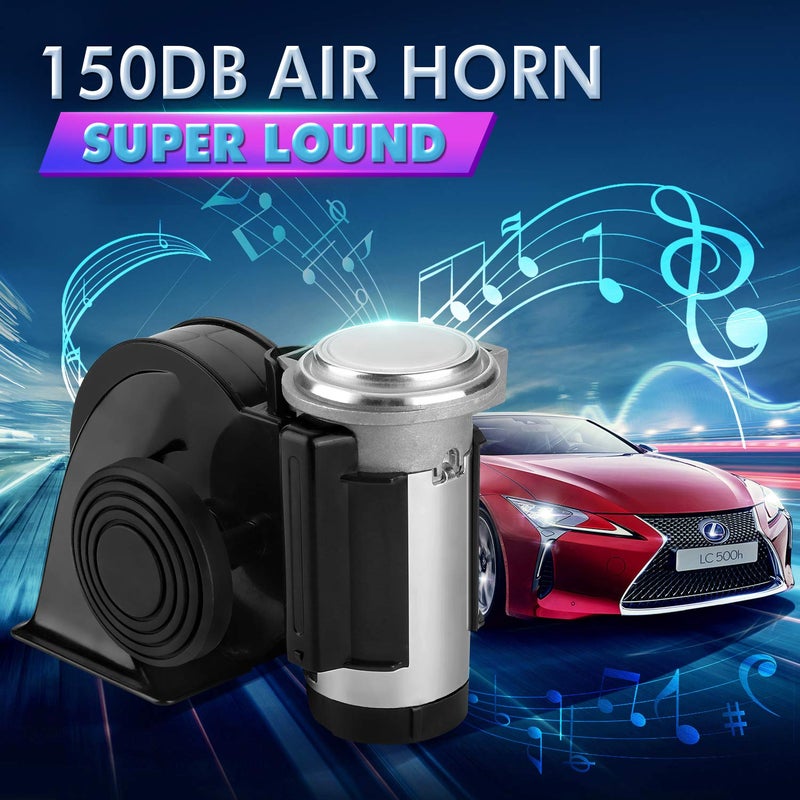 HK Train Horn Air Horn for Truck, 12V 150DB Snail Electric Train Horn with Automotive Relay and Wiring Harness for Any 12V Vehicles Trucks Motorcycle, Black - Image 2